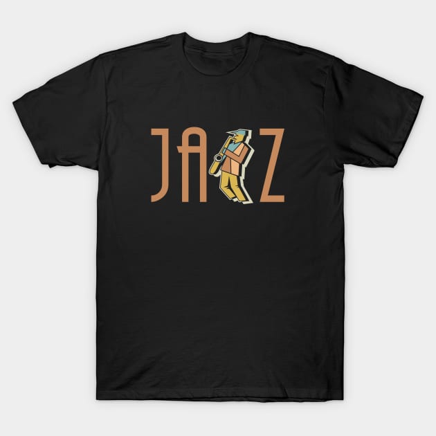 Jazz Logotype Art-Deco Style T-Shirt by jazzworldquest